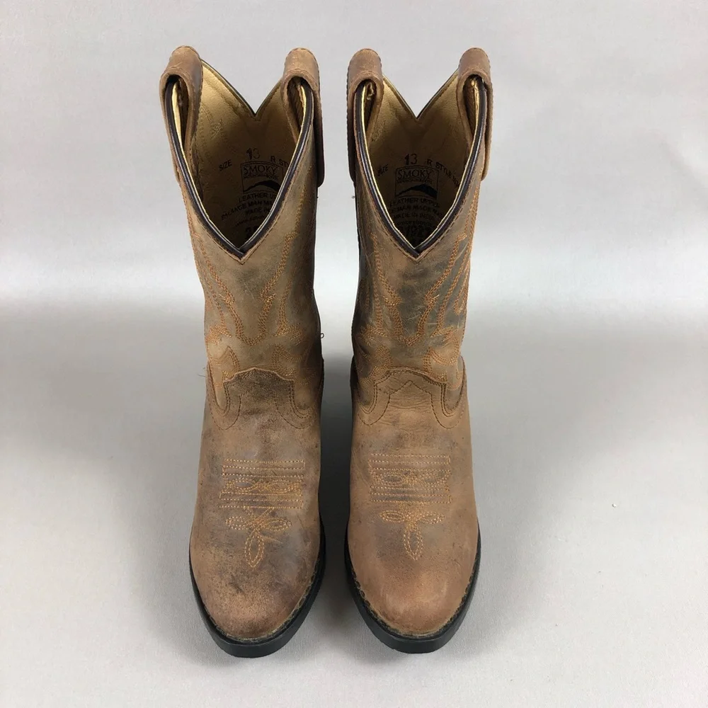 Kids Brown Western Pull-On Boots
